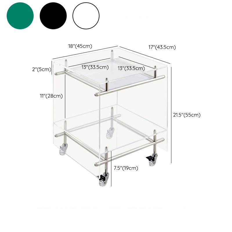 Acrylic End Table with Casters 21.7" Tall Rectangular Side Table with Storage Shelf Clearhalo 'Coffee & Accent Tables' 'End & Side Tables' 'end_side_tables' 'furn' 'furn_end_side_tables' 'Furniture' 'Living Room Furniture' 1200x1200_cbd9a04c-7aca-44f7-aa79-711218797835