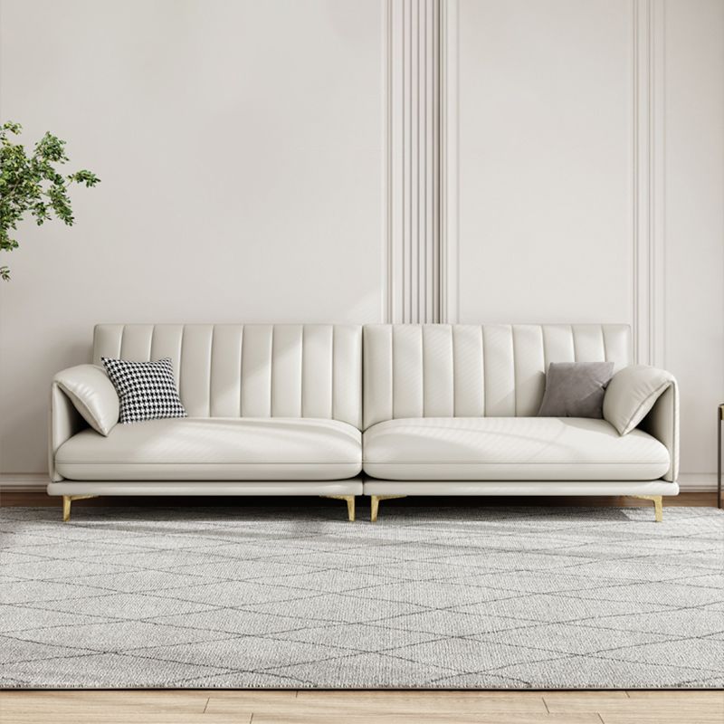 Stain-Resistant Faux Leather Sofa Cream Living Room Settee with Cushions Clearhalo 'furn' 'furn_sofas' 'Furniture' 'furniture_sofas' 'Living Room Furniture' 'Sofa' 'sofas' 1200x1200_cbdb81d0-655b-46e3-868b-251c12efabf8