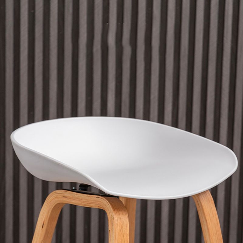 Modern Plastic Low Back Counter & Bar Stool with Solid Wood Base