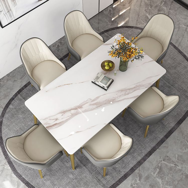 Slate and Metal Table Glam Style Minimalist Rectangular Dining Table Clearhalo 'Dining Tables & Seating' 'Dining Tables' 'dining_table' 'furn' 'furn_dining_table' 'Furniture' 'Kitchen & Dining Furniture' 1200x1200_cbdeb52e-3688-42eb-8f49-e8177e661017