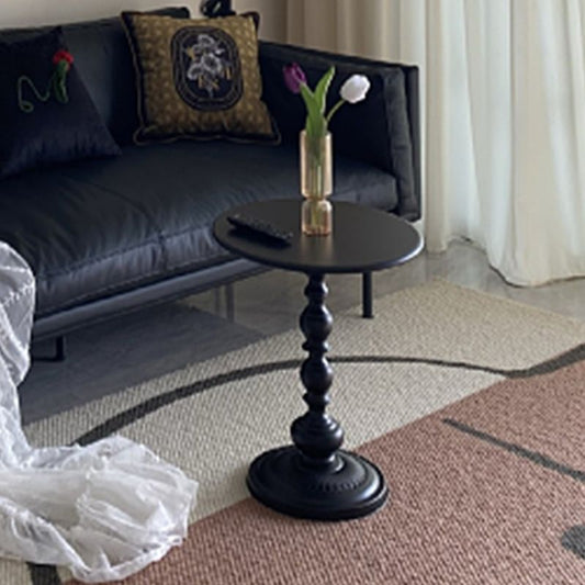 Round Metal Pedestal End Table Black/White Accent Side Table