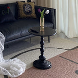 Round Metal Pedestal End Table Black/White Accent Side Table