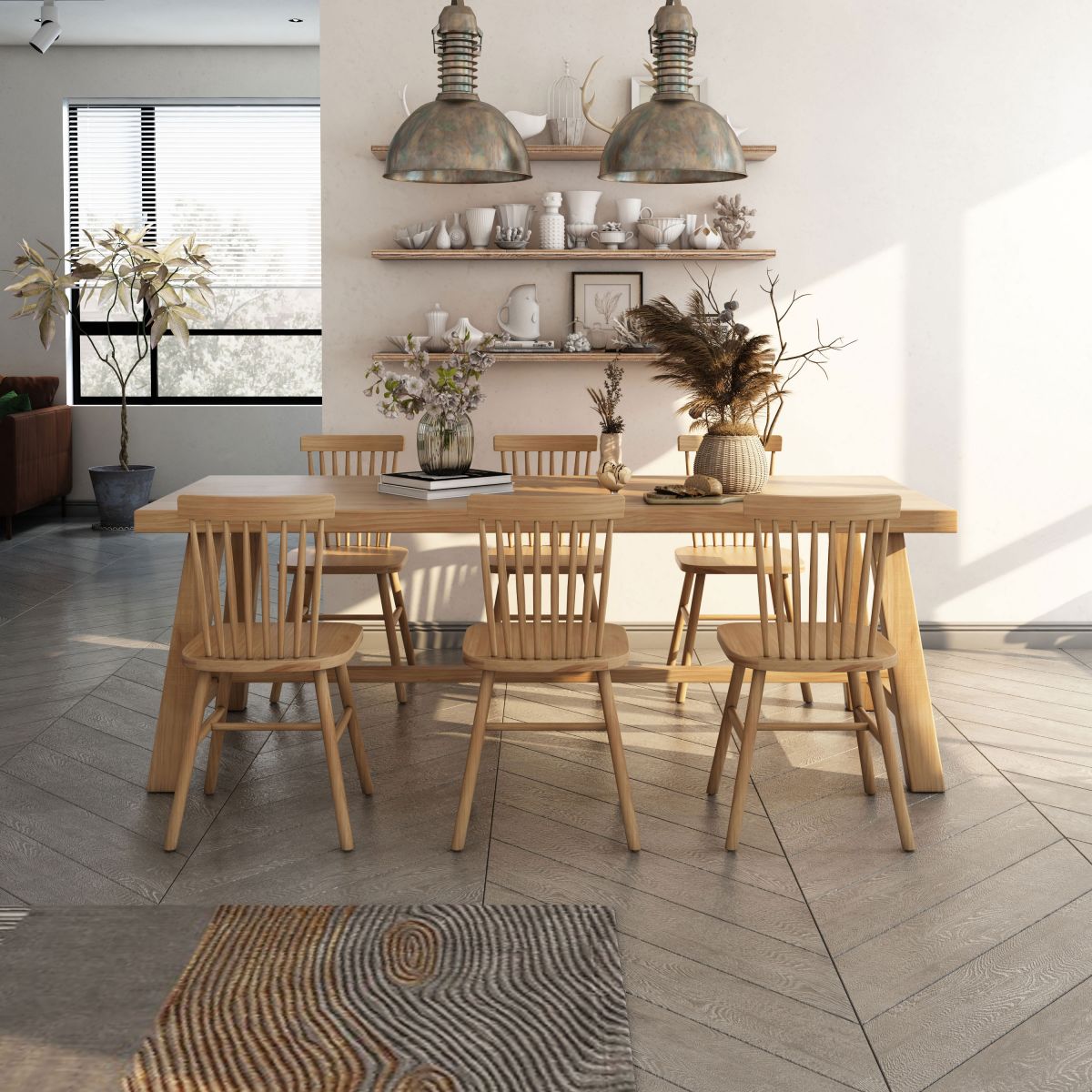 Square Modern Style Dining Room Set Solid Wood Dining Furniture Set with Trestle Table Clearhalo 'Dining Room Sets' 'Dining Tables & Seating' 'dining_room_set' 'furn' 'furn_dining_room_set' 'Furniture' 'furniture_dining_room_set' 'Kitchen & Dining Furniture' 'kitchen&dining_furn' 'kitchen' 1200x1200_cbe29975-1de5-4977-99ec-01690e7d8bdc