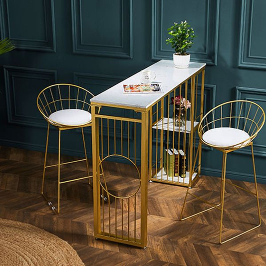 Stone Bar Dining Table Glam Rectangle Bar Table with Double Pedestal for Dessert Shop Clearhalo 'Bar Furniture' 'Bar Tables' 'bar_tables' 'furn' 'furn_bar_tables' 'Furniture' 'furniture_bar_tables' 'Kitchen & Dining Furniture' 1200x1200_cbe2eaa9-ab90-403b-a6cf-ec2efa5cf5e2