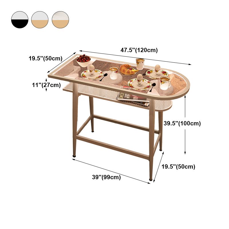 Tempered Glass & Marble Bar Table Specialty Table Top Legs Table -39.4" H Clearhalo 'Bar Furniture' 'Bar Tables' 'bar_tables' 'furn' 'furn_bar_tables' 'Furniture' 'furniture_bar_tables' 'Kitchen & Dining Furniture' 1200x1200_cbe43f9e-be71-4a4c-a292-3abda197a20b