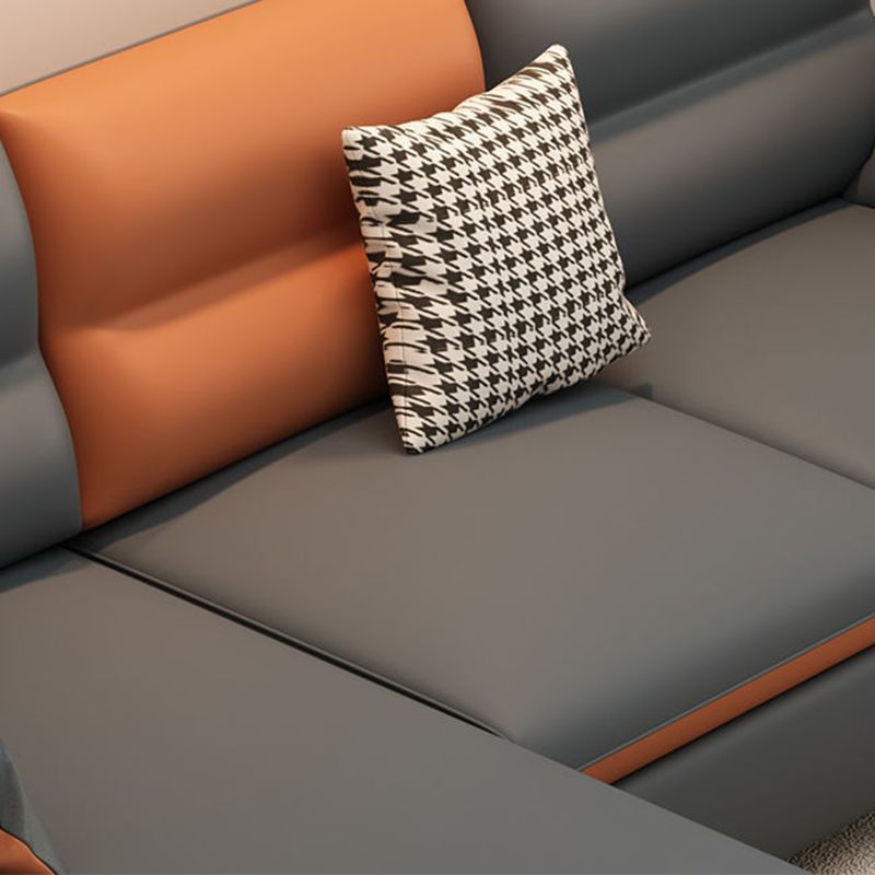 Modern 29.5"H Faux Leather Square Arm Sofa & Chaise for Living Room