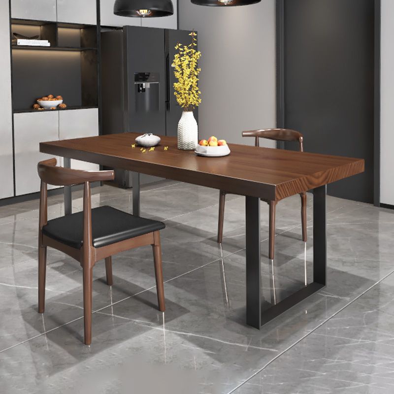 Modern Style Solid Wood Dining Table Rectangular Dining Table with Metal Base Clearhalo 'Dining Room Sets' 'Dining Tables & Seating' 'dining_room_set' 'furn' 'furn_dining_room_set' 'Furniture' 'furniture_dining_room_set' 'Kitchen & Dining Furniture' 'kitchen&dining_furn' 'kitchen' 1200x1200_cbe55d36-d4ab-45e4-8a73-5abfd7f94a35