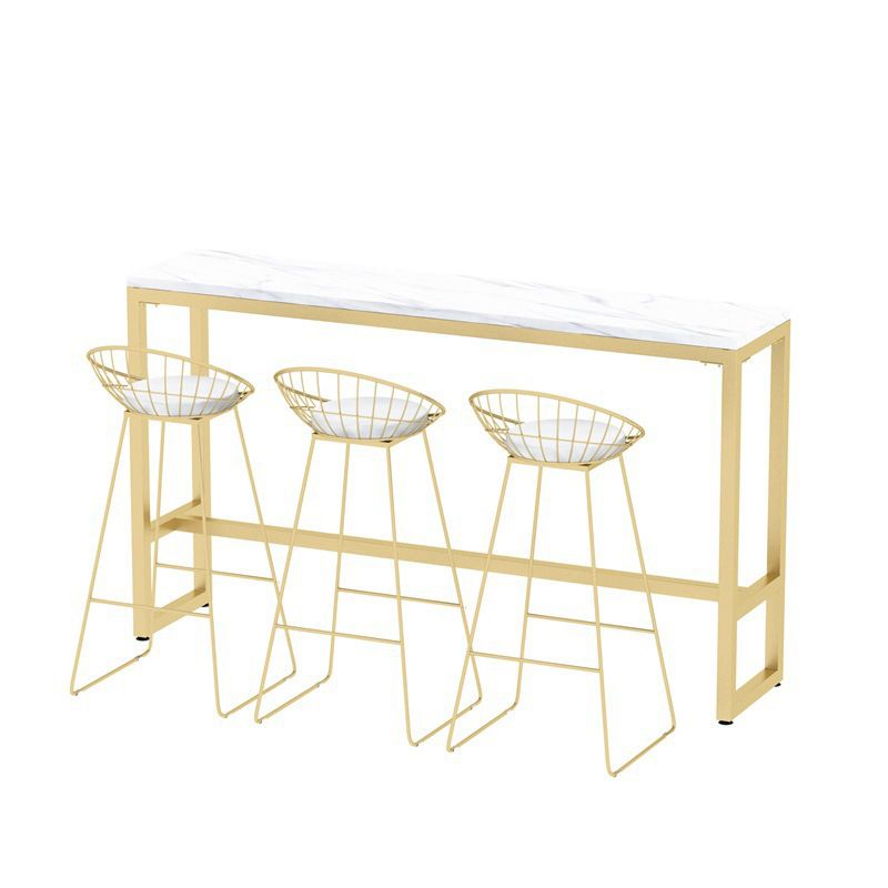 Glam Style Bar Table White Colour Rectangle Bar Dining Table for Living Room