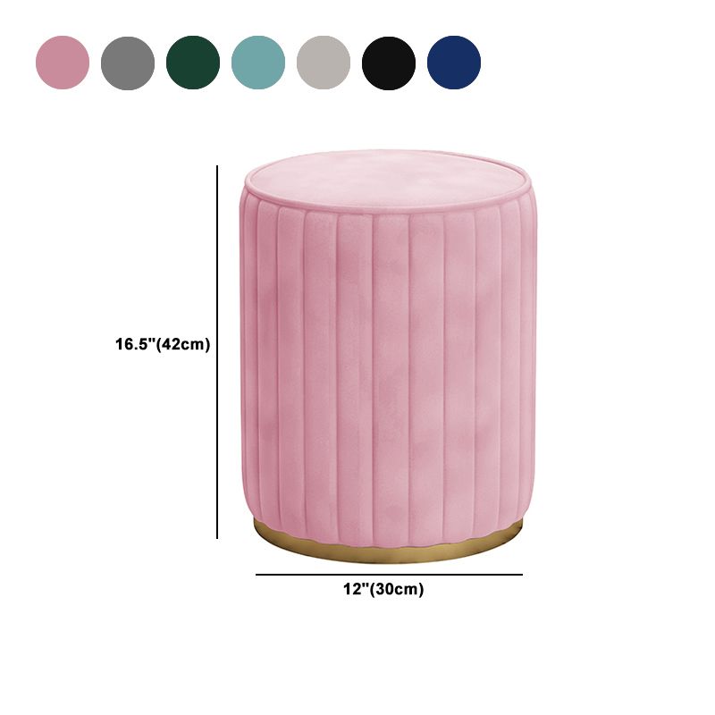 Glam Velvet Pouf Chair Tear Resistant Cylinder Shape Gold Base Ottoman Stool Clearhalo 'furn' 'furn_ottomans_poufs' 'Furniture' 'Living Room Furniture' 'Ottomans & Poufs' 'ottomans_poufs' 1200x1200_cbe95dcf-e6b0-4af4-9329-a2ad0261b87a