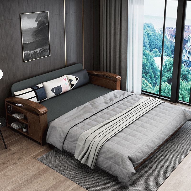 Da 30,7 "di divano futon largo con lino grigio pieghevole scandinavo