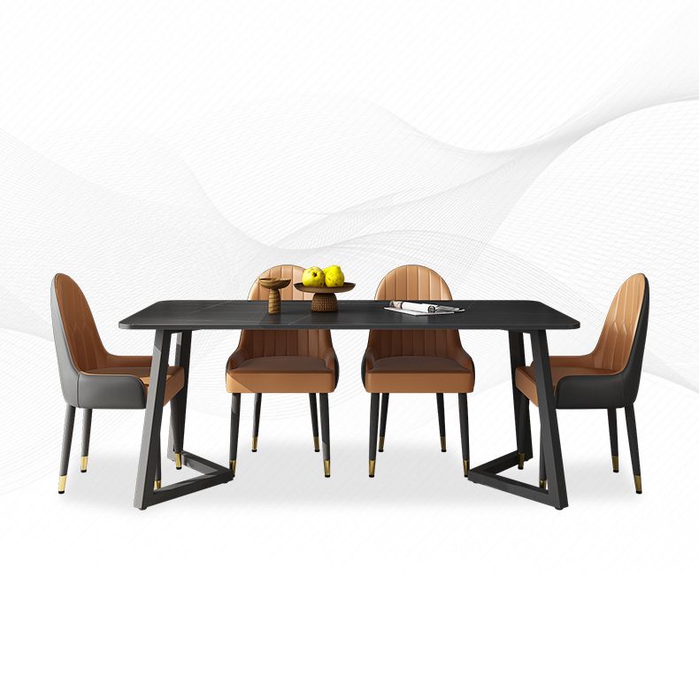 Ensemble de table à manger noire moderne 1/2/5/7 pièces en métal set pour la maison