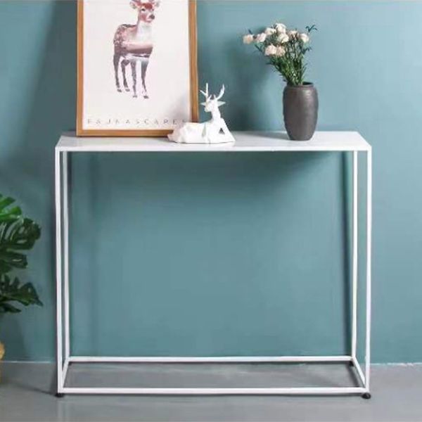 Metal Rectangle Console Table 9.8 Inch Wide Contemporary End Table Clearhalo 'Console Tables' 'console_tables' 'Entry & Mudroom Furniture' 'furn' 'furn_console_tables' 'Furniture' 1200x1200_cbeb12aa-90f5-4eeb-bc2d-eb3ffd609525