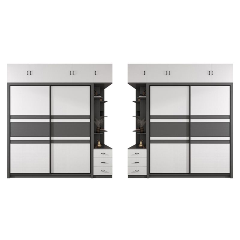 Contemporary Grey and White Storage Cabinet Bedroom Cabinet with Sliding Doors Clearhalo &#39;Armoires &amp; Wardrobes&#39; &#39;armoires_wardrobes&#39; &#39;Bedroom Furniture&#39; &#39;furn&#39; &#39;furn_armoires_wardrobes&#39; &#39;Furniture&#39; 1200x1200_cbebe6ce-06f1-4792-a59f-ea30786e4b9a