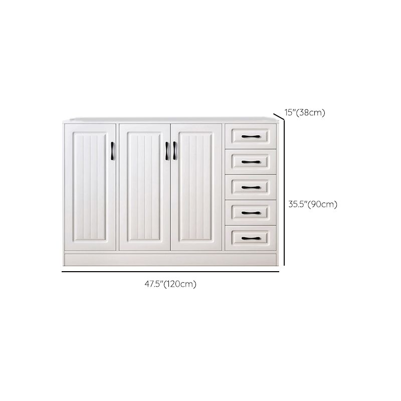 Mobile moderno accento bianco con scaffali e cassetti in legno