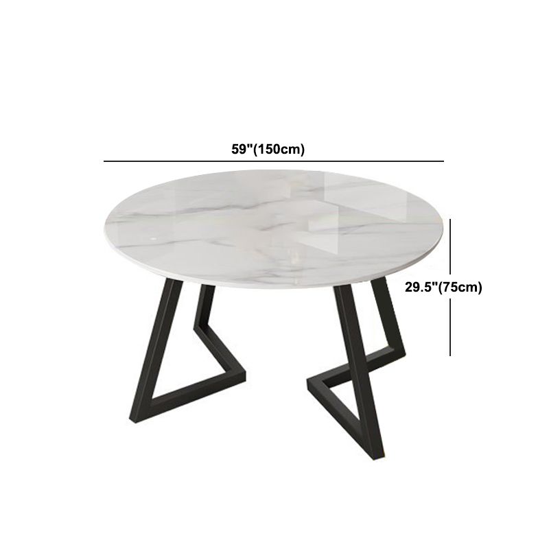 Round Double Pedestal Table Simplicity Style Stone Dining Site Table