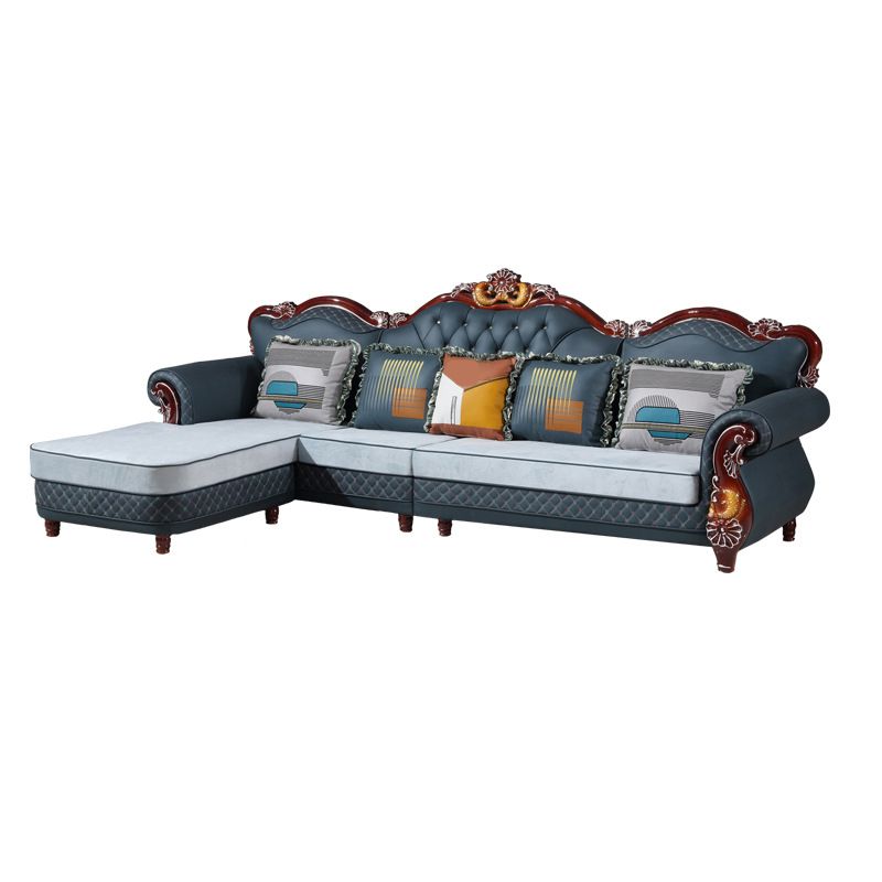 Traditional Style 46.45 " H Rolled Arm Sofa & Chaise for Living Room Clearhalo 'furn' 'furn_sectionals' 'Furniture' 'Living Room Furniture' 'Sectionals' 1200x1200_cbecdd9d-b7d5-4b5f-bca0-d05ddbfc1f13