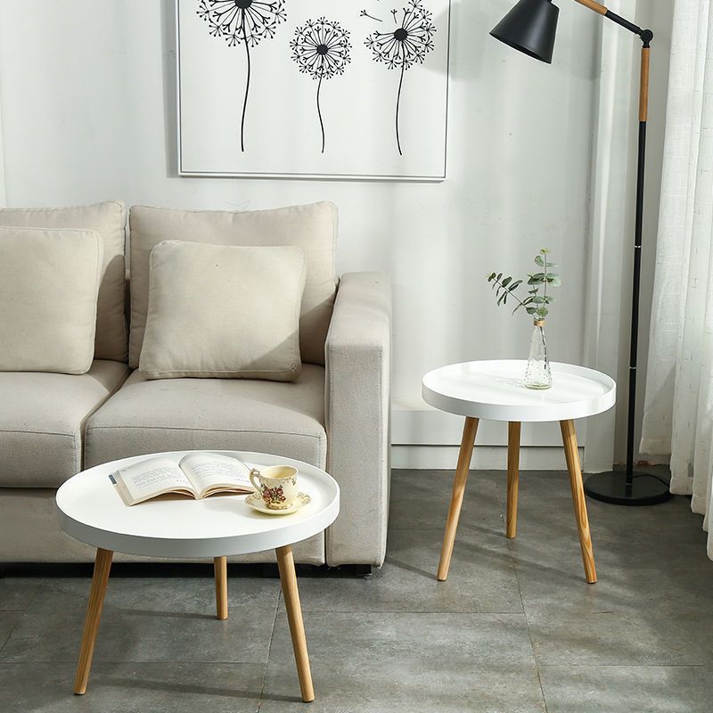 3 Legs Base Design Density Board  End Table with Round Side Table