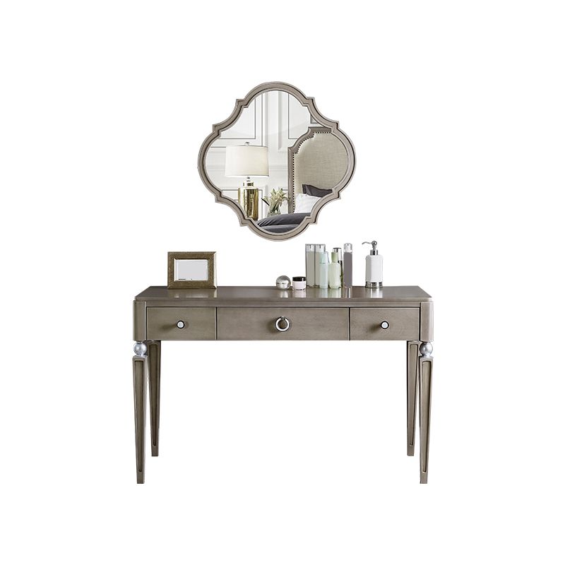 Two Piece Traditional Mirrored Vanity Set Solid Wood Dressing Table