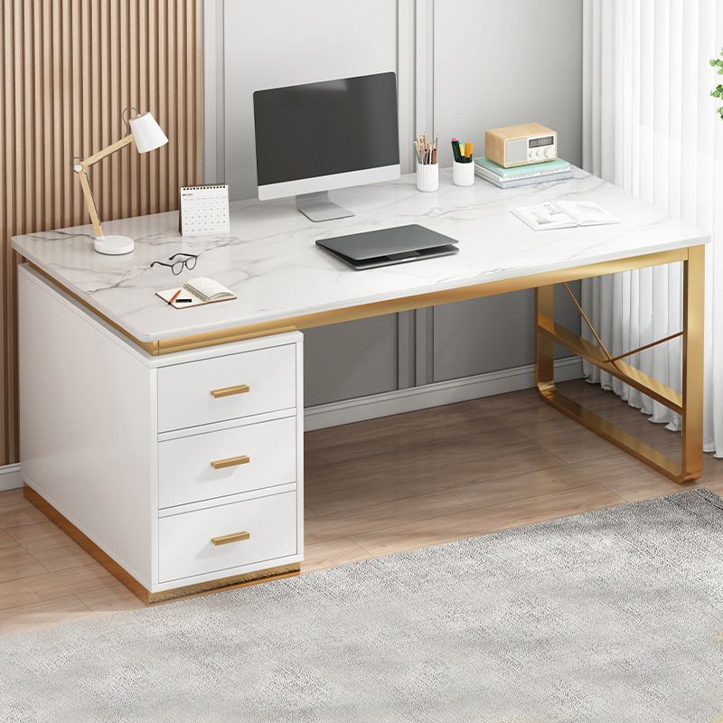 Contemporary Writing Desk Antique Finish Computer Desk with Drawers Clearhalo 'furn' 'furn_office_desk' 'Furniture' 'Office Desks' 'Office Furniture' 'office_desk' 1200x1200_cbf22854-4327-4a21-899b-c53d1d9ee649