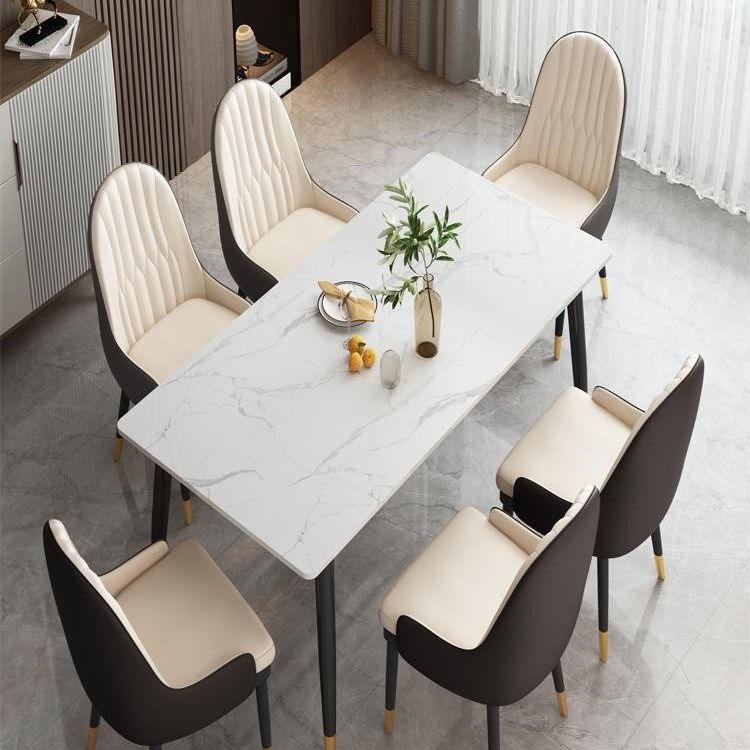 Eigentijdse rechthoekige eettafel, stenen meubel met 4 poten