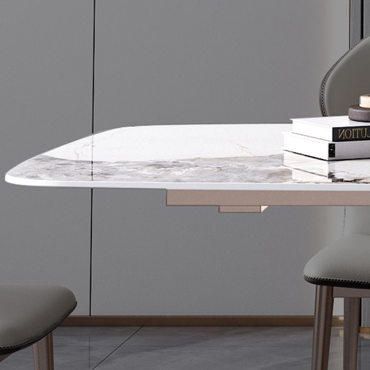 55.12''L Glam Sintered Stone Table Rectangle Dining Table for Kitchen Clearhalo ' dining_table' 'Dining Tables & Seating' 'Dining Tables' 'furn' 'furn_dining_table' 'Furniture' 'furniture_dining_table' 'Kitchen & Dining Furniture' 'kitchen&dining_furn' 'kitchen' 'kitchen_dining_table' 1200x1200_cbf2f694-2c37-48a3-a532-12212cdeb84d