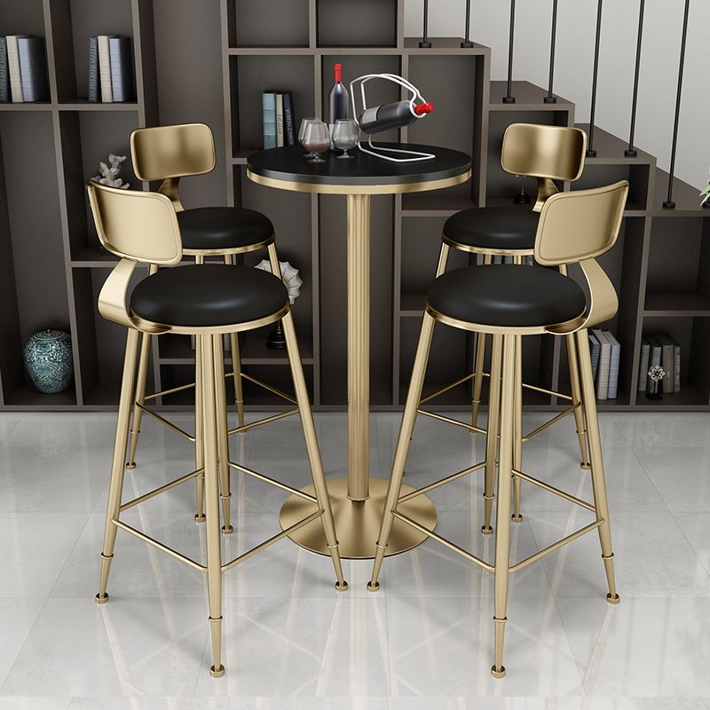 Glam Style Gold Iron Bar Table 19.6"W Top Marble Indoor Bistro Table with Pedestal Clearhalo 'Bar Furniture' 'Bar Tables' 'bar_tables' 'furn' 'furn_bar_tables' 'Furniture' 'furniture_bar_tables' 'Kitchen & Dining Furniture' 'kitchen&dining_furn' 'kitchen' 1200x1200_cbf34846-cd65-4486-9df5-744882810b23