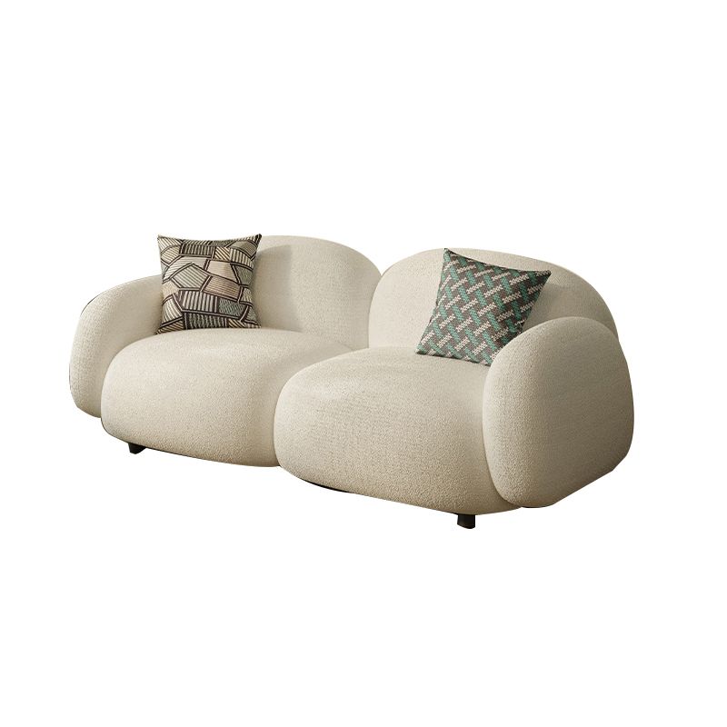 Contemporary 29.52" H White Wool Square Arm Sofa for Living Room