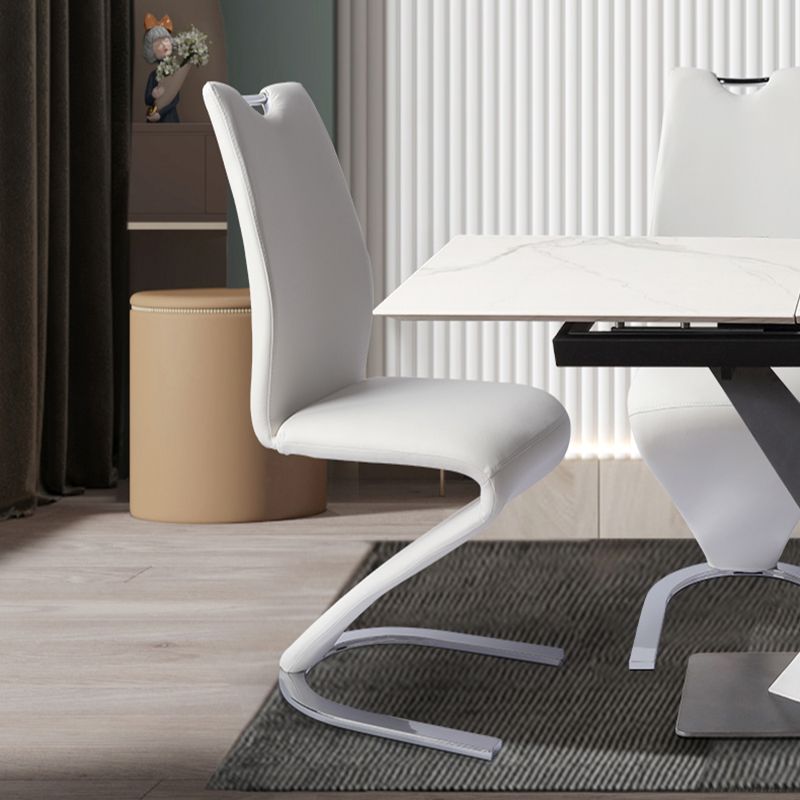 Modern PU Leather Dining Chair Armless Metal Dining Chairs for Restaurant Use Clearhalo ' kitchen&dining_furn' 'Dining Chairs' 'Dining Tables & Seating' 'dining_chair' 'furn' 'furn_dining_chair' 'Furniture' 'furniture_dining_chair' 'Kitchen & Dining Furniture' 'kitchen' 1200x1200_cbf36c0b-464a-4a82-82bf-f36456f5343e