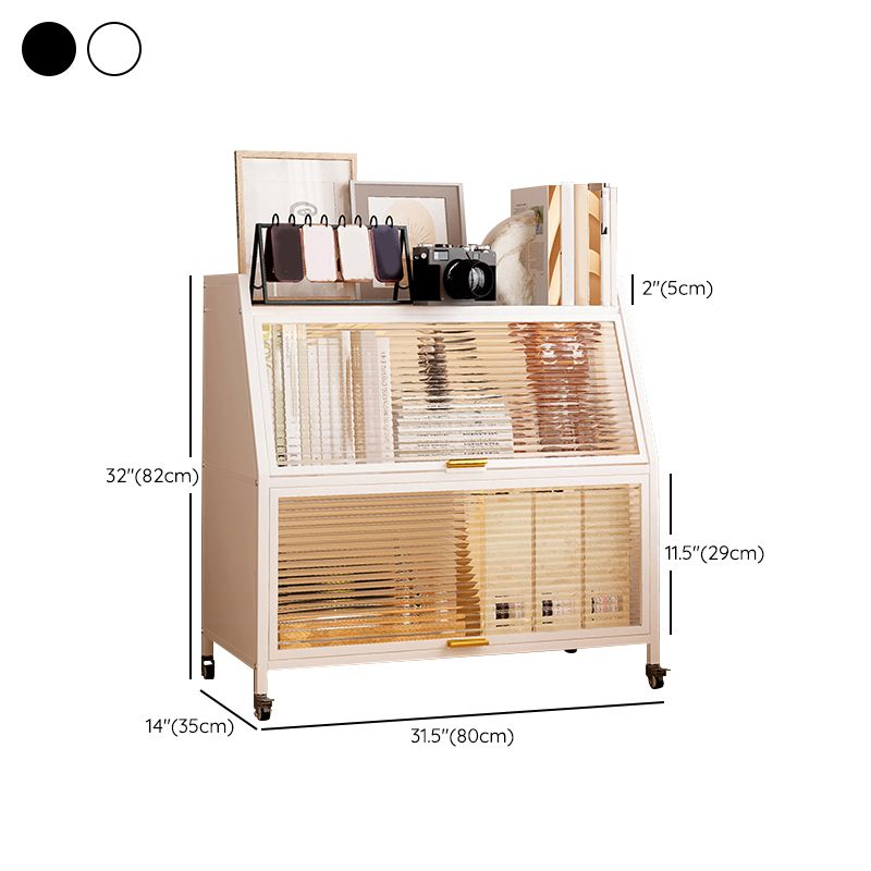 Metal Standard Bookshelf Closed Back Industrial Bookcase with Cabinets