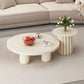 Table basse ou table d'appoint moderne en bois artificiel, ronde, beige
