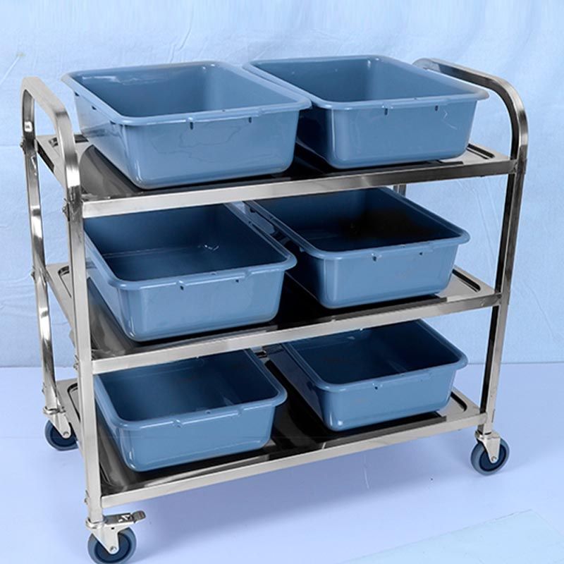 Contemporary Rolling Prep Table Metal Prep Table with Open Storage ...