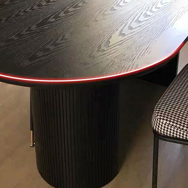 Oval Dining Table Contemporary Dining Table with Sled Base in Black Clearhalo 'Dining Tables & Seating' 'Dining Tables' 'dining_table' 'furn' 'furn_dining_table' 'Furniture' 'Kitchen & Dining Furniture' 1200x1200_cbf6dce8-d3e7-4929-b5e7-66d0561312ce