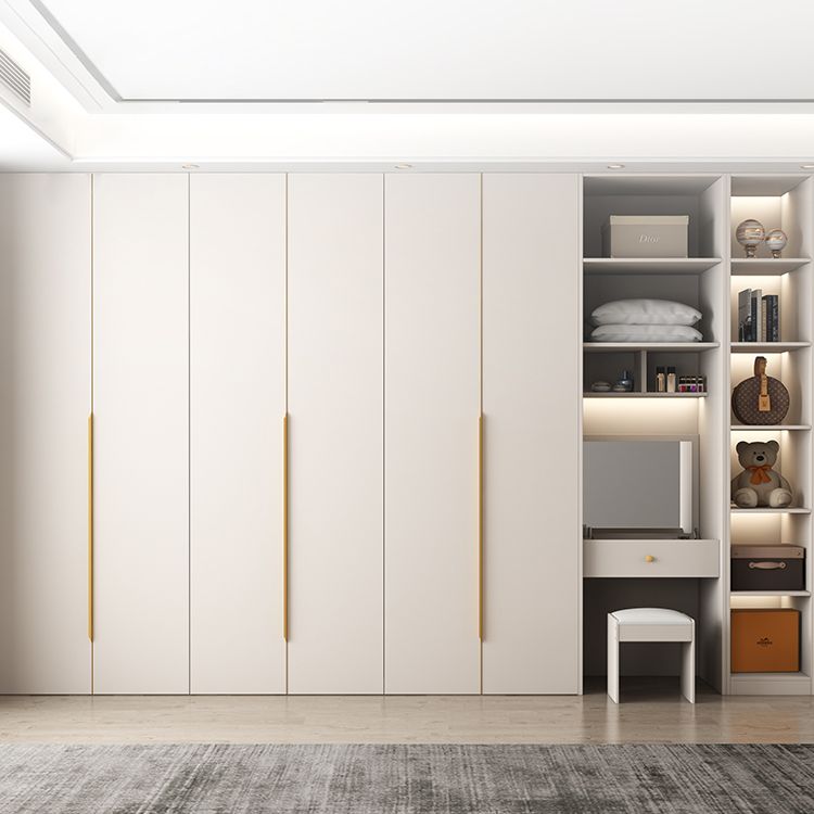 White Colour Wardrobe Contemporary Wooden Wardrobe Closet with Drawer Clearhalo 'Armoires & Wardrobes' 'armoires_wardrobes' 'Bedroom Furniture' 'furn' 'furn_armoires_wardrobes' 'Furniture' 1200x1200_cbfa2b35-2d6d-40e2-868e-77db13f1d024