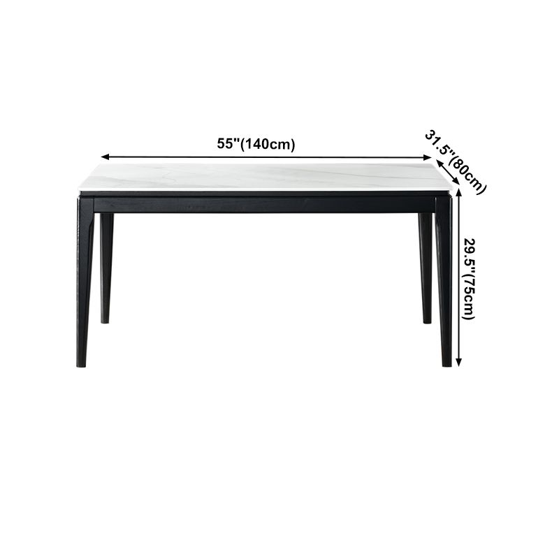 Rectangle Retro Modern Dining Table 4 Legs White Fixed Table of Sintered Stone Clearhalo 'Dining Tables & Seating' 'Dining Tables' 'dining_table' 'furn' 'furn_dining_table' 'Furniture' 'Kitchen & Dining Furniture' 1200x1200_cbfad0c8-a18d-49cb-aa1f-4ef31502510e