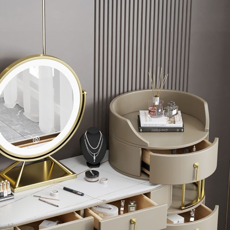 15.74" Wide Vanity Tables Stone Makeup Table with 6 Storage Drawers