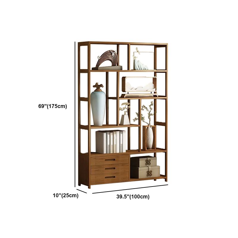 Contemporary Brown Etagere Libro scaffale aperto libreria verticale con cassetti