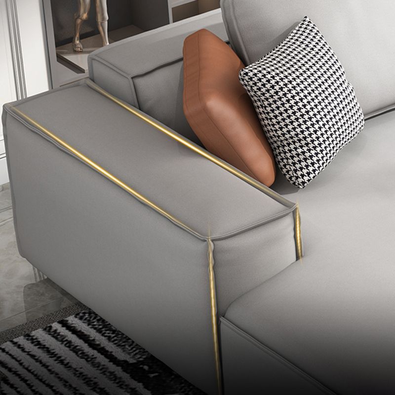 ノルディックフェイクレザーソファスクエアアームソファボルスター枕と