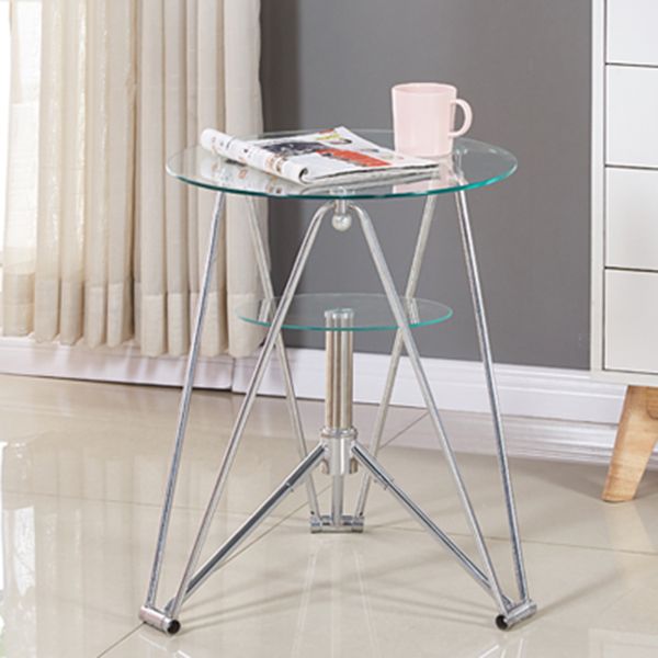Metal Contemporary Round Dining Table Glass Top Table for Home Clearhalo ' dining_table' 'Dining Tables & Seating' 'Dining Tables' 'furn' 'furn_dining_table' 'Furniture' 'furniture_dining_table' 'Kitchen & Dining Furniture' 'kitchen&dining_furn' 'kitchen' 'kitchen_dining_table' 1200x1200_cbfbb58c-5165-4181-b732-d0957a021ff8