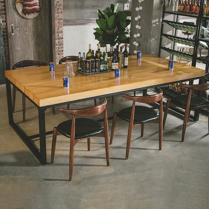 Industriële rechthoekige eettafel Eetkamer Massief houten eettafel