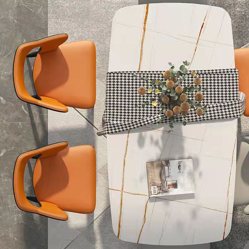 Faux Leather Modern Indoor Side Chair Matte Finish Open Back Dining Chair