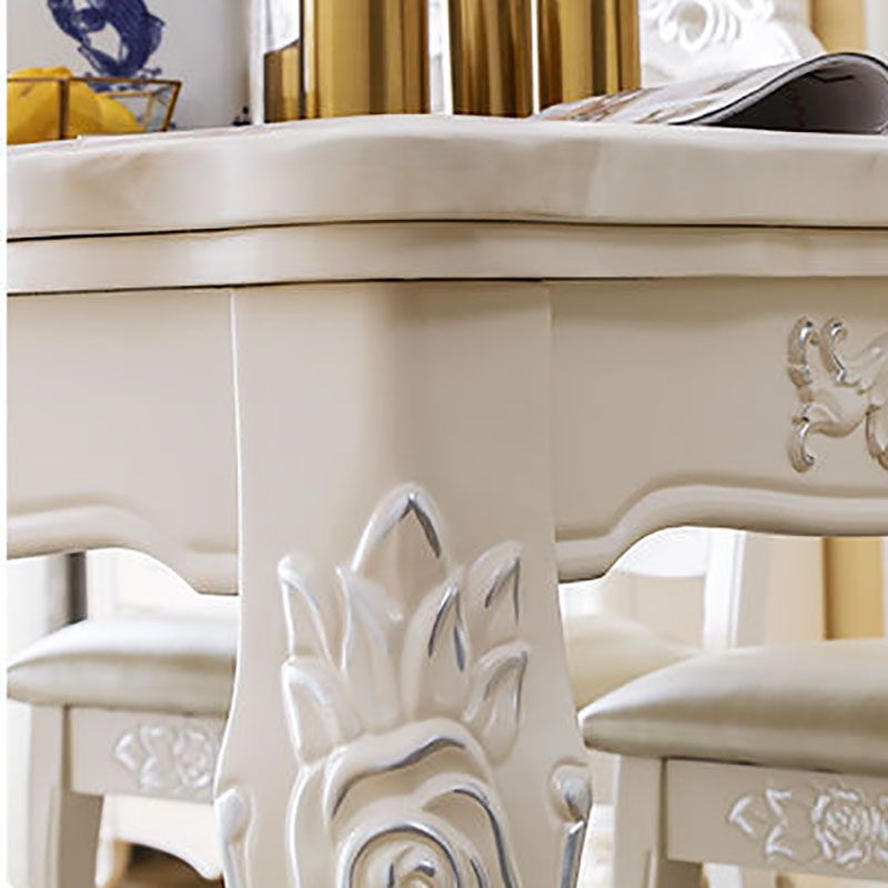 石のトップダイニングテーブル4本の木製の脚の長方形ダイニングテーブル