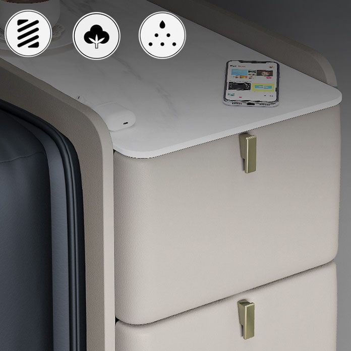 Tavola del lato superiore in ardesia rettangolare moderna 23.6 "Fine 4 gambe in metallo alto 4 gambe con 2 cassetti