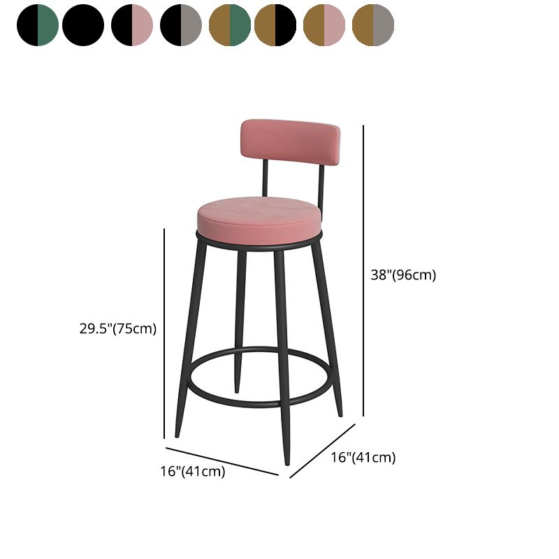 Nordic Low Back Bar Stool Round Counter Bar Stool with Metal Legs Clearhalo 'Bar Furniture' 'Bar Stools' 'bar_stools' 'furn' 'furn_bar_stools' 'Furniture' 'furniture_bar_stools' 'Kitchen & Dining Furniture' 1200x1200_cbfe9446-66c9-48b2-86aa-c8ac2ec363ca
