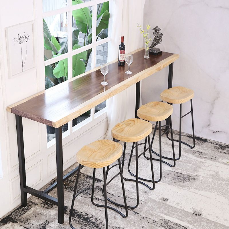 Metal Base Bar Table Rectangular Wood Top Bistro Pub Table for Bar Clearhalo 'Bar Furniture' 'Bar Tables' 'bar_tables' 'furn' 'furn_bar_tables' 'Furniture' 'Kitchen & Dining Furniture' 1200x1200_cbfedc43-2f3a-40ea-9e49-6acc386afbeb