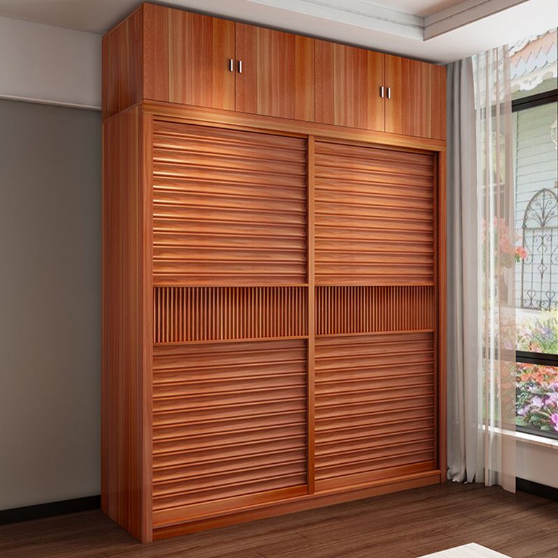Brown Engineered Wood Wardrobe with Sliding Doors Modern Cabinet for Bedroom Clearhalo 'Armoires & Wardrobes' 'armoires_wardrobes' 'Bedroom Furniture' 'furn' 'furn_armoires_wardrobes' 'Furniture' 1200x1200_cbfef523-e549-428f-bef4-9ab7f4dd5b82
