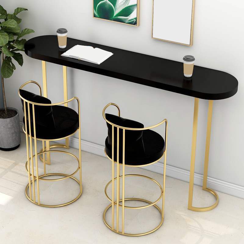 Glam Pub Table Oval Bar Height Double Pedestal Bar Table for Indoor Clearhalo 'Bar Furniture' 'Bar Tables' 'bar_tables' 'furn' 'furn_bar_tables' 'Furniture' 'Kitchen & Dining Furniture' 1200x1200_cbff262d-886d-4b68-a4b5-3aa38d39c22d