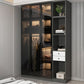 Black Glass Wardrobe Armoire Modern Style Wardrobe for Bedroom