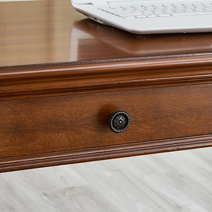 Traditional 2 Drawers Wood Mirrored Makeup Table Desk Vanity in Brown Clearhalo 'Bedroom Furniture' 'furn' 'furn_makeup_vanities' 'Furniture' 'Makeup Vanities' 'makeup_vanities' 1200x1200_cc01fc7d-3dea-4e4a-bf73-49cea505624f