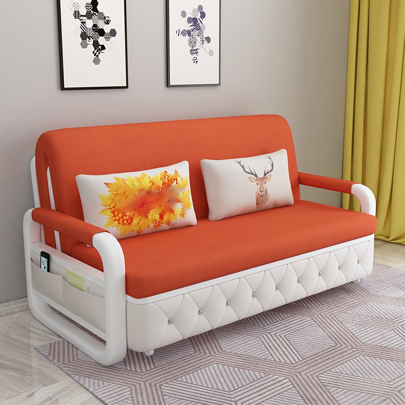 Contemporary Linen Square Arm Sofa Bed Foldable Standard Sofa for Living Room Clearhalo 'furn' 'furn_sofas' 'Furniture' 'furniture_sofas' 'Living Room Furniture' 'Sofa' 'sofas' 1200x1200_cc02b023-2b17-4480-bcf0-86937f7285b9