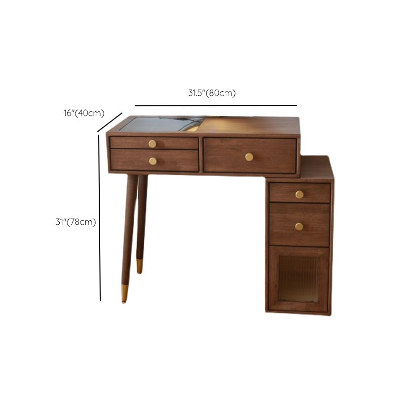 Tavolo in legno massiccio tavolo da stoccaggio set di vanità con tavolo da trucco e sgabello